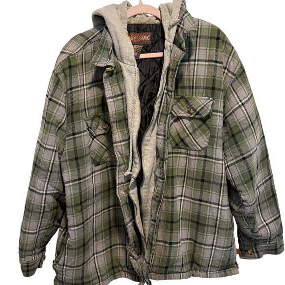 Moose Creek Women Jackets & Blazers - Moose Creek Hooded Flannel Size XL #Skatewear